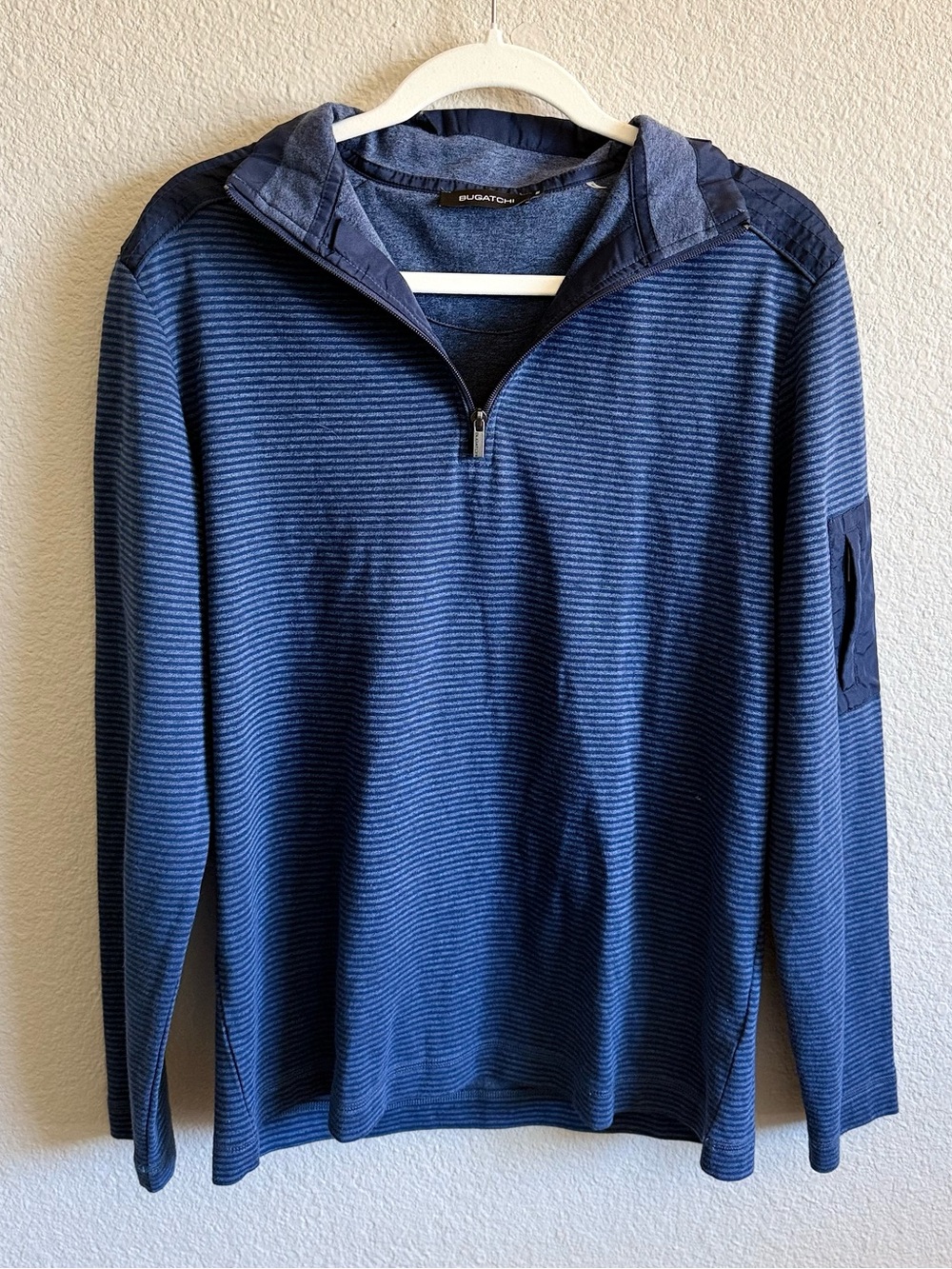 Bugatchi Blue Quarter-Zip Jacket Tech Athleisure Men's Medium Lightweight